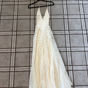 metallic dress maxi Sheer Metallic Maxi Dress in Silver